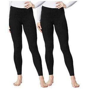 NWOT Felina Women's M/L High-Waist Black Leggings 2-Pack Polyester/Spandex